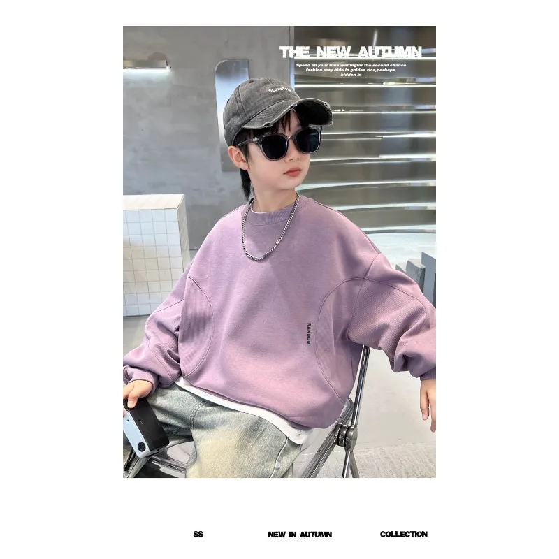 RAISE 2026 Herbst Kinder Jungen Sweatshirts Locker Geschnitten Einfarbig Vielseitig Junior Jungen Pullover Rundhals Langarm Oberteile für Teenager – Detail 11
