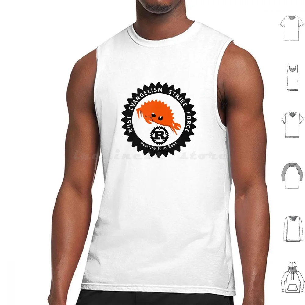 Rust Evangelism Strike Force-Rewrite It In Rust-Rust Programming Language Tank Tops Vest Sleeveless Rust Rustlang Ferris Crab