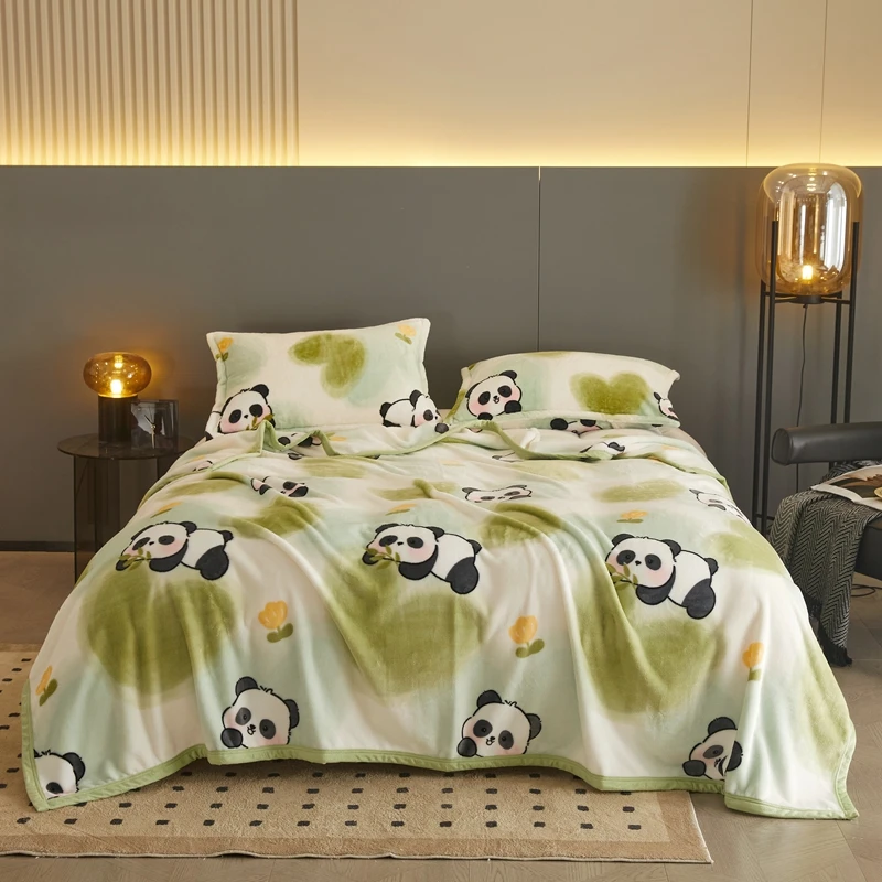 Cute Panda Throw Blanket Soft Coral Fleece Blankets Lightweight Blanket for Kids and Child Bed Blankets All Season Warm Decor