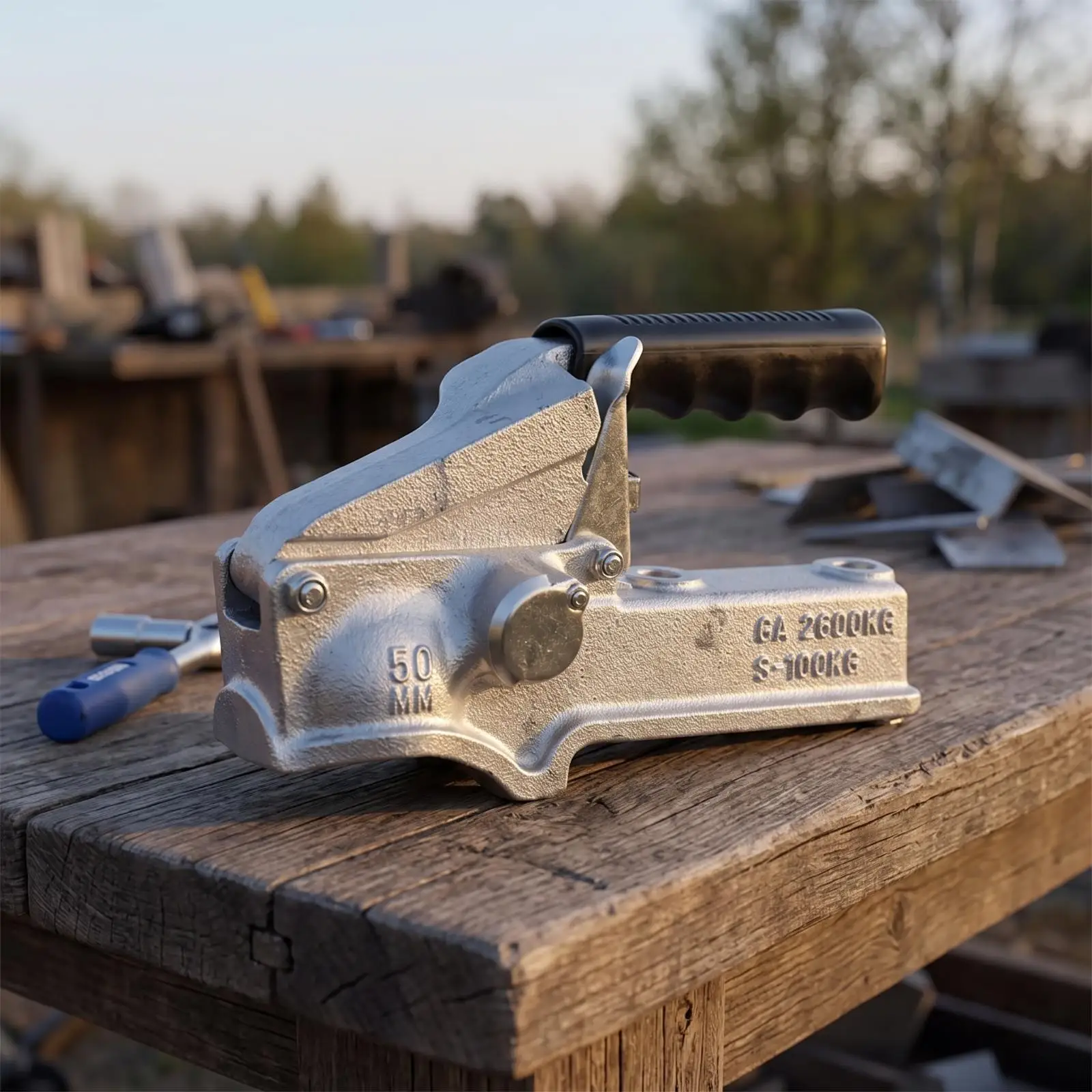 Heavy Duty Trailer Coupler Connector with Locking Lever Cast Steel Built in Mounting Section