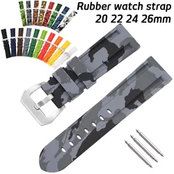 20mm 22mm 24mm 26mm Silicone Watch Band Strap Universal Rubber Replacement Bracelet Pin Buckle Women Men Camouflage Wristband