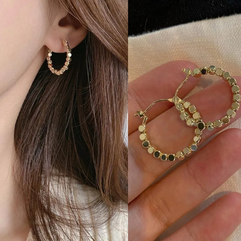 Pendientes de aro circulares para mujer, aretes de Metal dorados de acero inoxidable, joyería de fiesta de tendencia 2022, regalo para pareja brinco