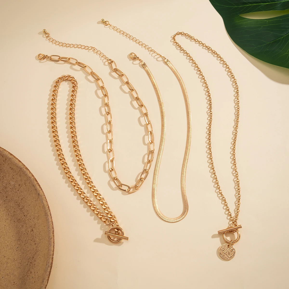 Vintage Multilayer Coin OT Buckle Pendant Choker Necklace for Women Trendy Collar Punk Flat Snake Chain Aesthetic Jewelry Gift