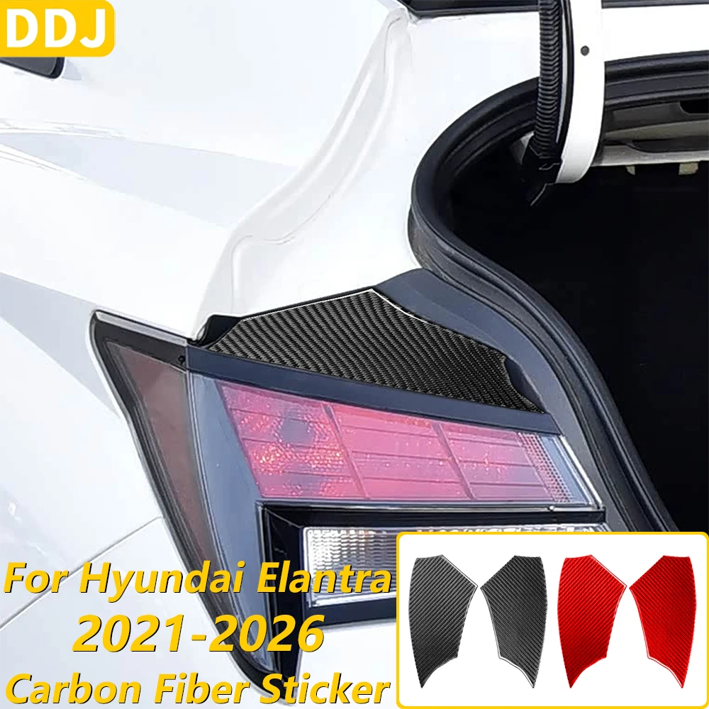 Pour Hyundai Elantra CN7 2021-2026 – Kit décoratif de panneaux de coffre arrière en fibre de carbone (gauche et droite) – Accessoires de voiture autocollants