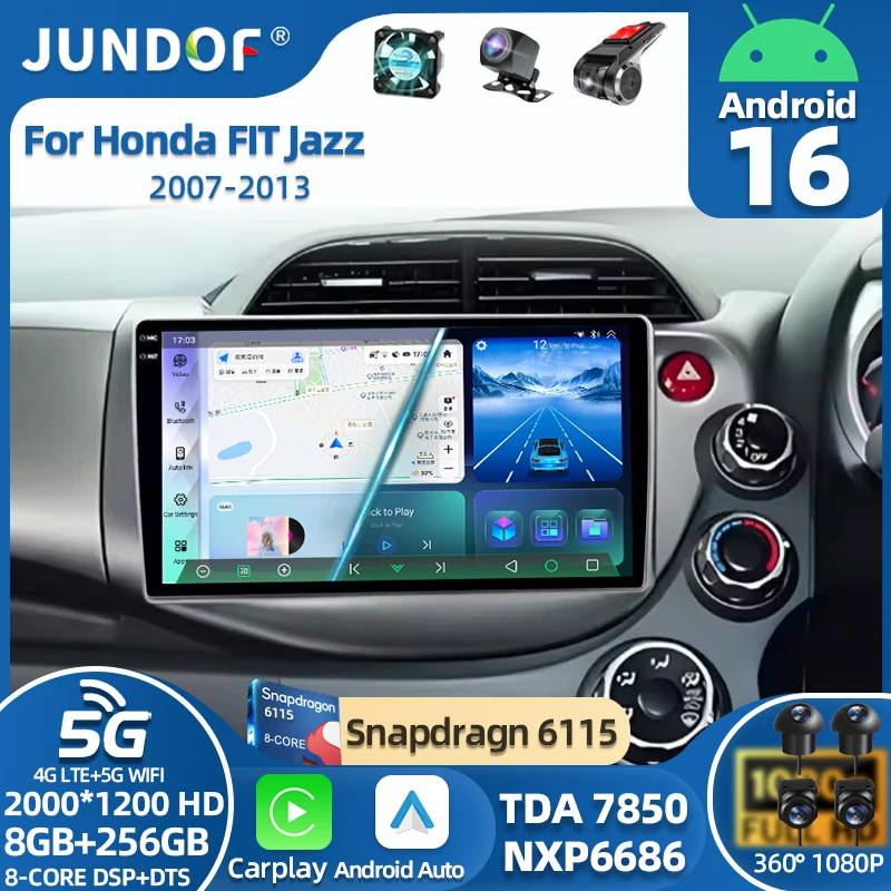 

Android 16 Video Player Car Radio For Honda Jazz Fit 2007-2013 RHD Stereo Multimedia Carplay Auto GPS Navigation 2din Head Unit