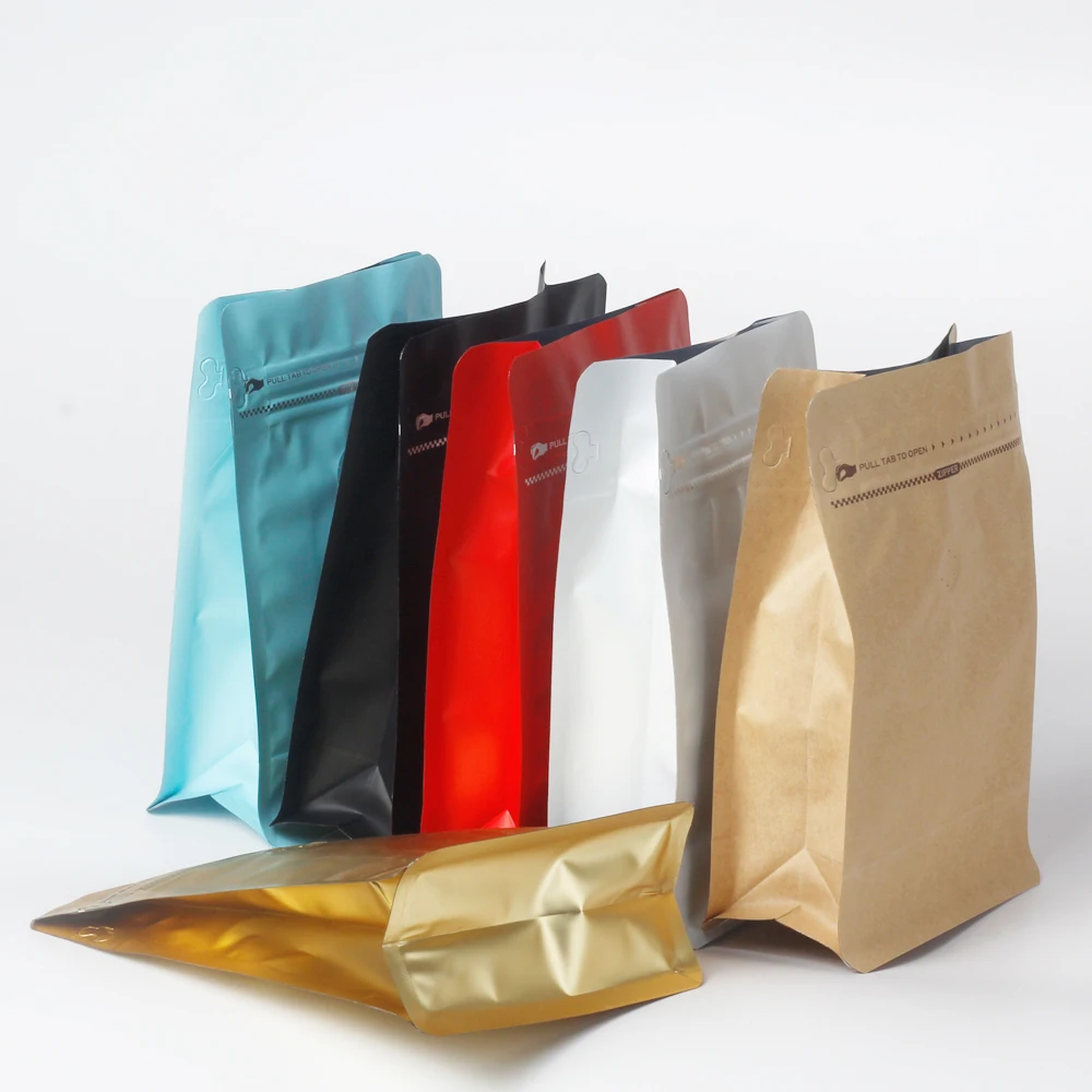 100Pcs Resealable 125g 250g 500g 1kg With Valve Coffee Bean Packaging Bags Security Feature Moisture-proof