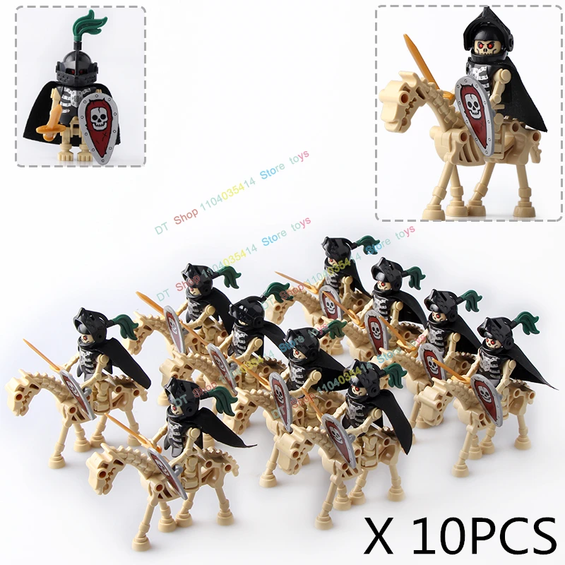 10 Stuks AX9815-16 Middeleeuwse Ridder Skelet Ridder Troep Accessoires Bouwsteen Bakstenen Actie Figuur Educatief Speelgoed Voor Kinderen