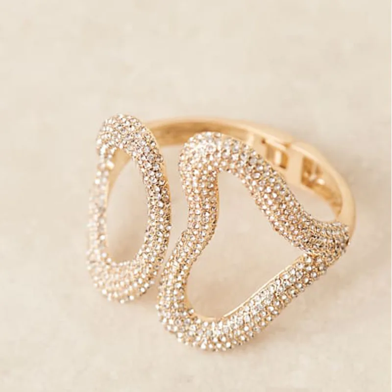 Cross-border new love bracelet exaggerated full diamond opening bracelet design sense street jewelry bracelet