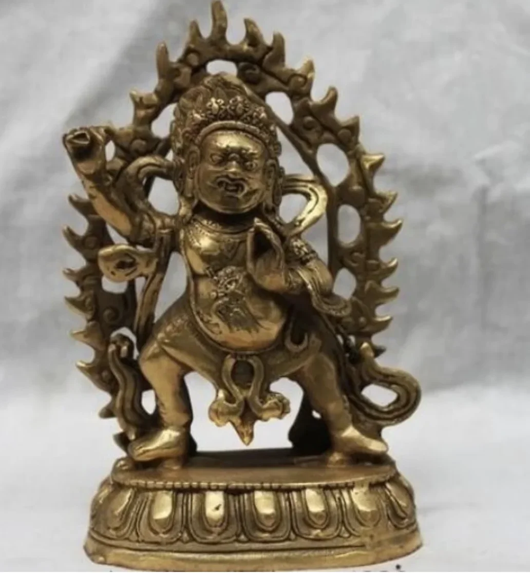 

Tibet Buddhism Brass Copper Vajrapani ( Chana Dorje ) Mahakala Buddha Statue