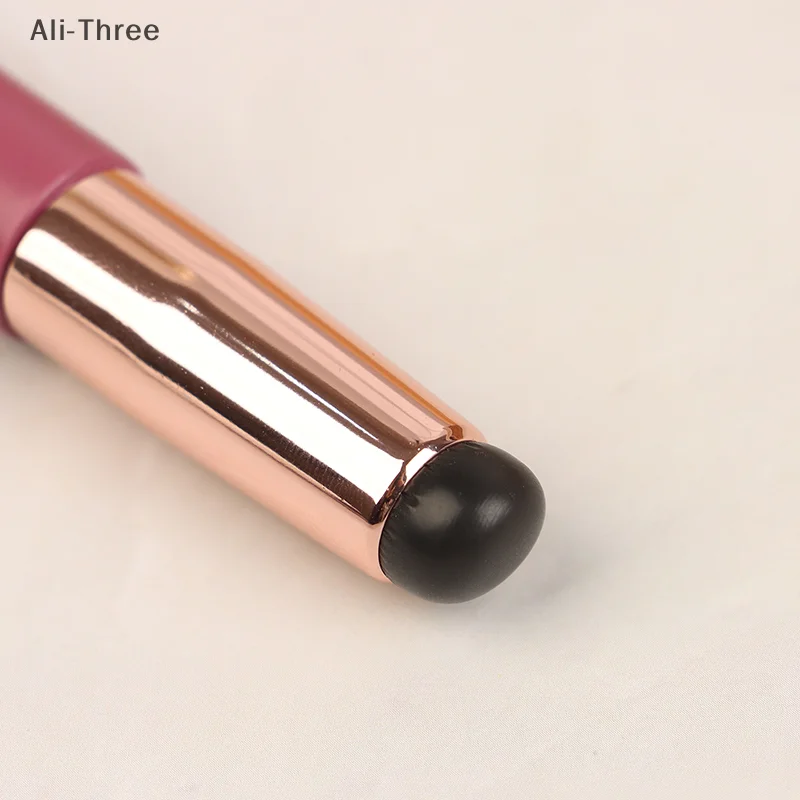 Q ソフトシリコンリップブラシ防塵カバー付き丸頭口紅アプリケーターリップ化粧ツール多用途アイシャドウブラシ