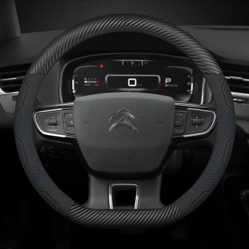 For Citroen C1 C2 C3 C4 C5 C6 VTS Xsara C-Crosser Berlingo Jumpy Carbon fiber Suede Car Steering Wheel Cover Auto Accessories - view 3