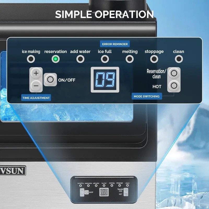 ROVSUN 90LBS/24H Countertop Ice Maker with 2 Water Inlets & Appointment Function, Freestanding Portable Ice Machine