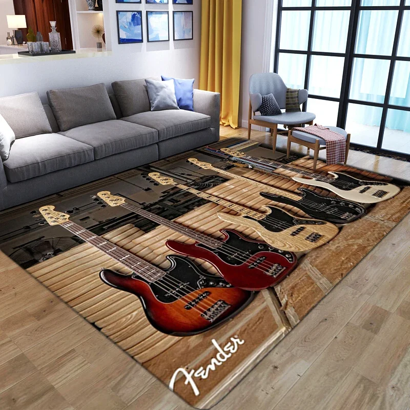 Colorful Guitar 3D Printed Carpets For Living Room Non-Slip Area Rugs Bedroom bedside Modern Home Decoration Washable Floor Mats