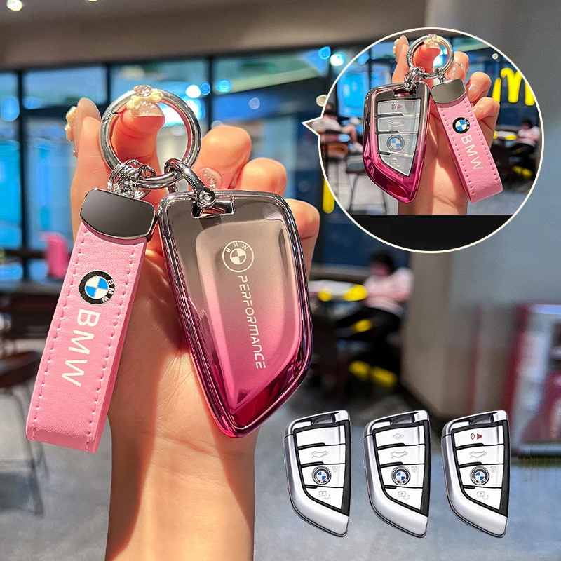 Soft TPU Car Key Case Cover Shell keyring For BMW X3 X1 X2 X4 X5 X6 F30 F34 F10 F20 G20 G30 G01 G02 G05 F15 F16 1 3 5 7 Series view 5
