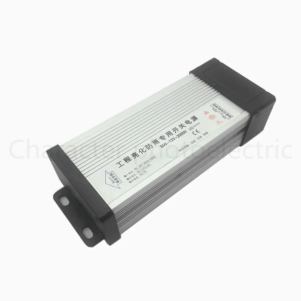 AC 187-265V LED Driver 200W 12V 16.7A LED Power Supply Rain-proof LED Light Power Adapter Outdoor Application