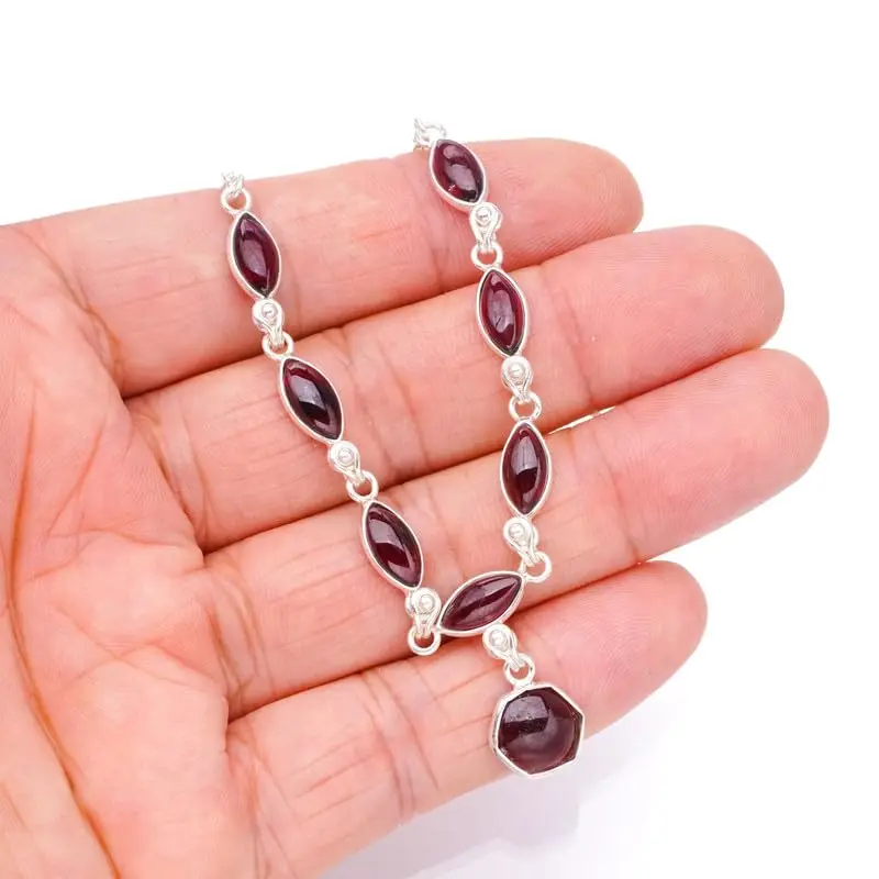 

StarGems Natural Amethyst Handmade 925 Sterling Silver Necklace 17" F6800