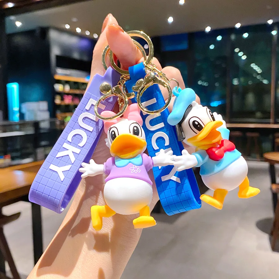 New Disney Anime Mickey Donald Duck Tigger Keychain Cartoon Cute Minnie Keyring Hanging Couples Bag Pendant Small Gift