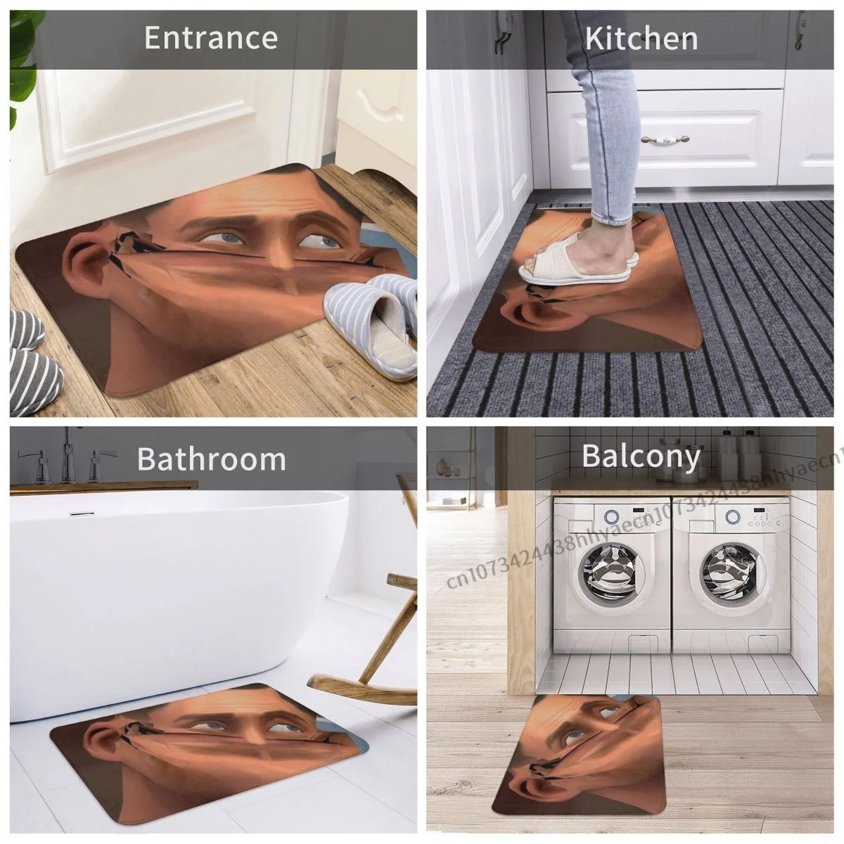 Funny Meme Bathroom Mat Team Fortress 2 TF2 Scout Face Doormat Kitchen Carpet Entrance Door Rug Home Decor
