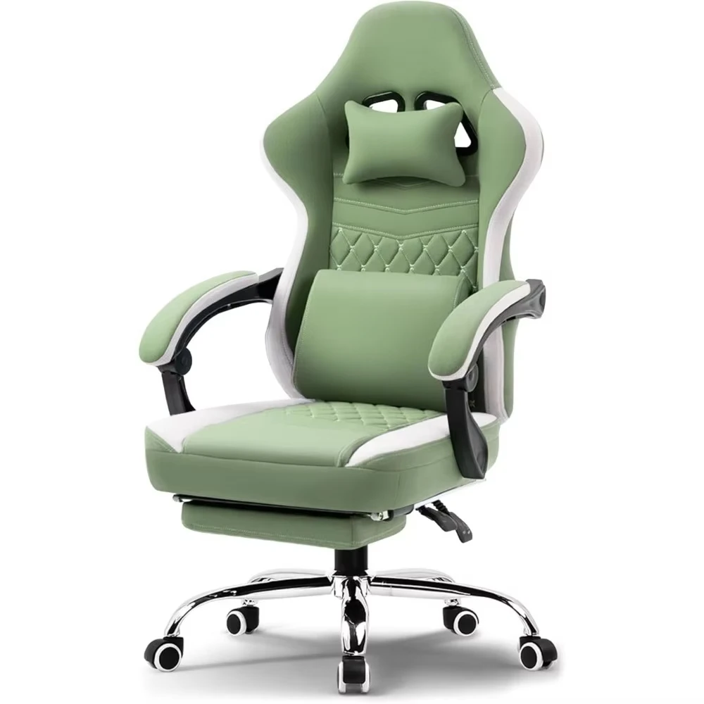 Gaming Chairs Fabric Computer Chair with Pocket Spring Cushion Office Chair with Gel Pad Massage Game Chair with Footrest