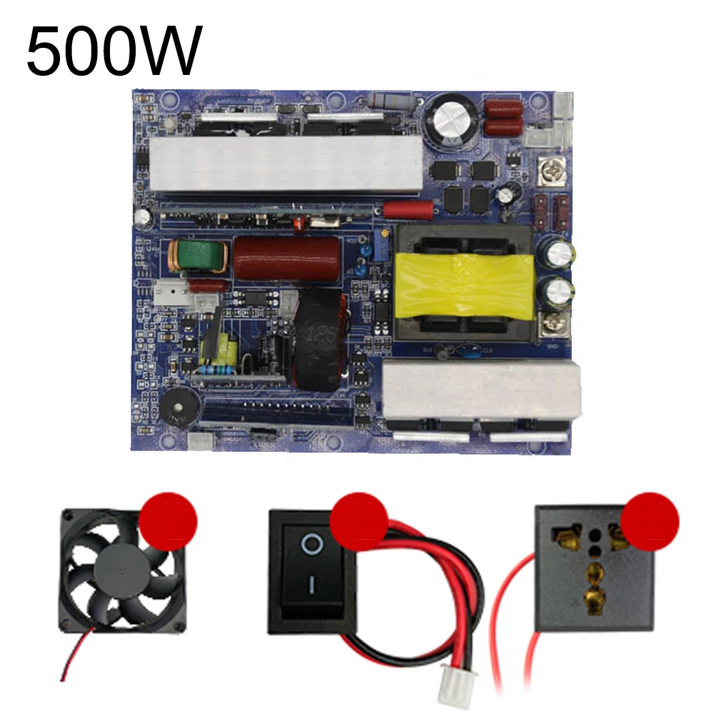 500W Pure Sine Wave Inverter Motherboard 50Hz 12V/24V Input to 220V Output Inverter Module Overload/Short-circuit Protection