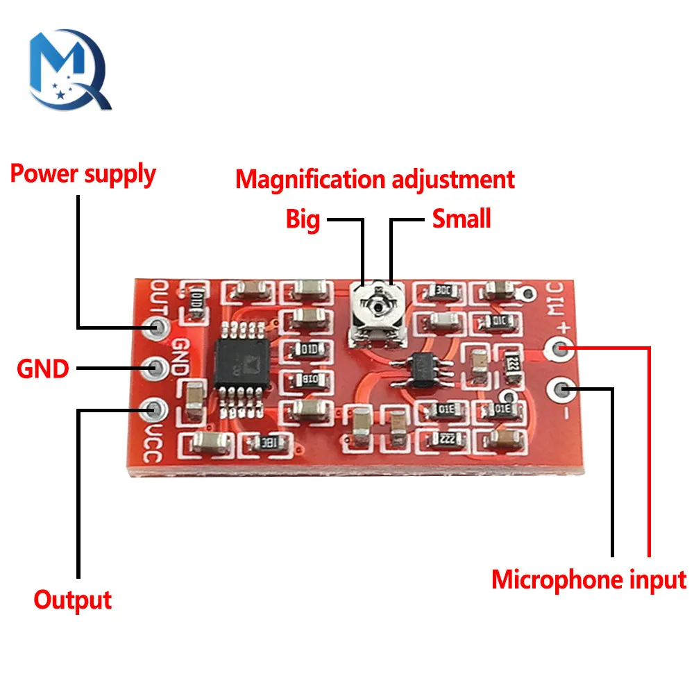 MAX4466 Electret Microphone Preamplifier Module with SSM2167 Voice Compression Amp