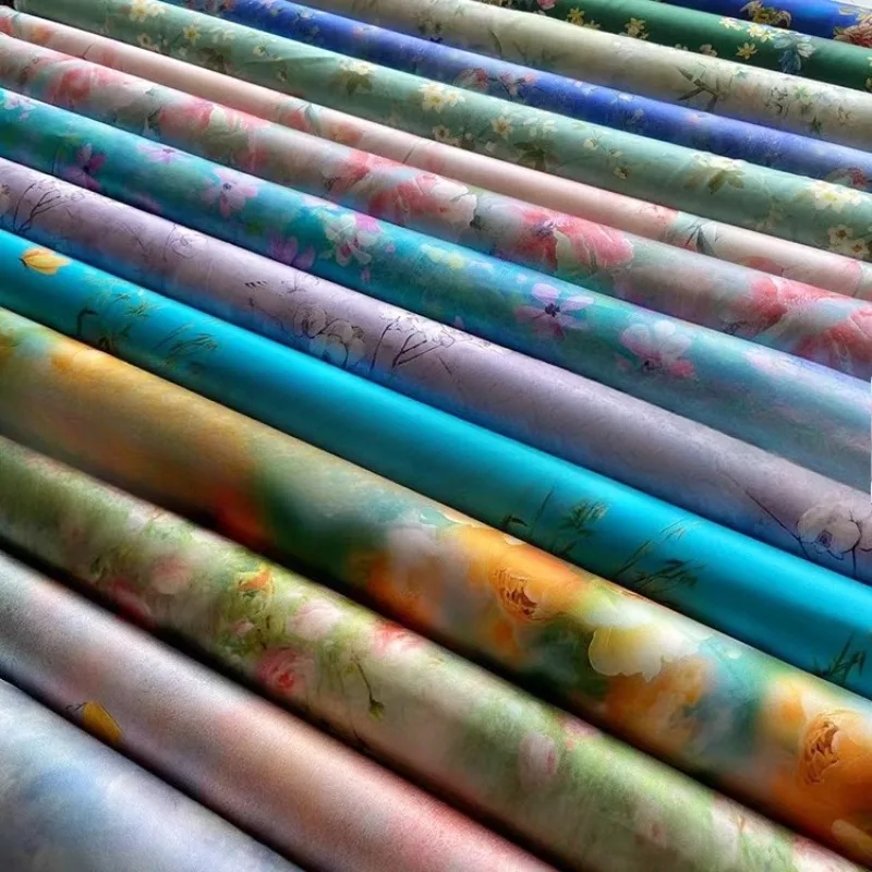 

Тяжелое эластичное атласное шелковое платье с цифровым принтом, мягкая драпировка и ткань Cheongsam, материал для летней женской одежды