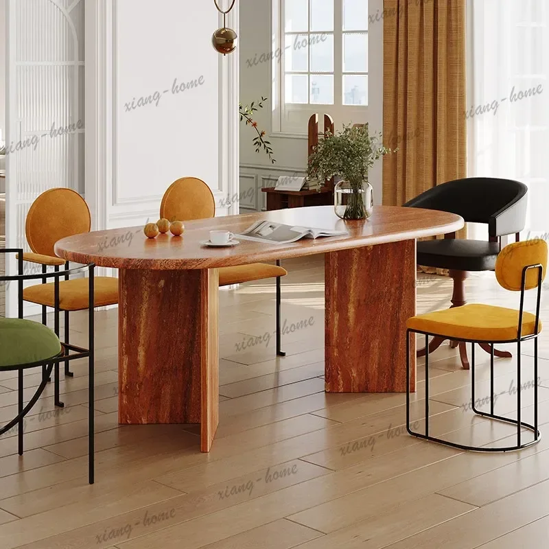 LD Matte Surface Marble Dining Table Anti-slip Stone Top Minimalist Style Table for Apartment Dining Area