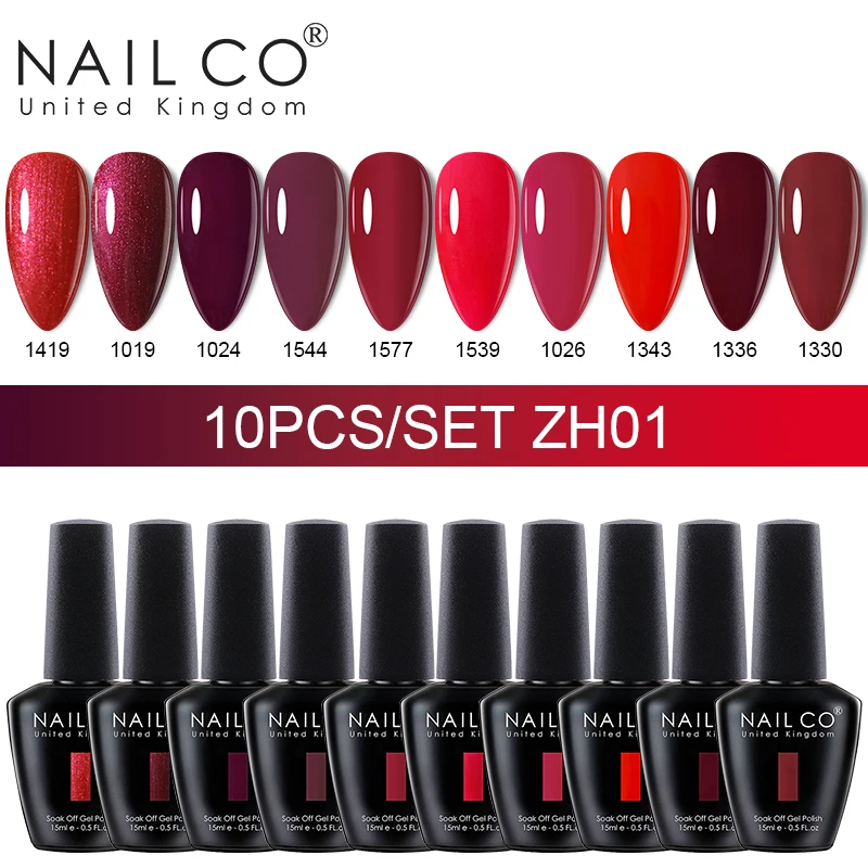 NAILCO 15ml 10pcs/Set Nude Colors Gel Nail Polish UV Gel Nail Polish Pink Nail Lakiery Esmalte Top Base Nail Art Design Vernis