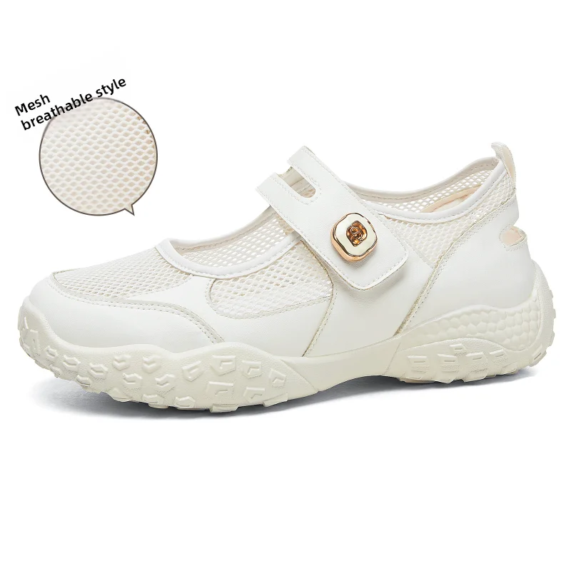 Chaussures plates Mary Jane en maille respirante pour femmes, avec fermeture auto-agrippante, semelle légère et souple, confortables pour la marche, chaussures de sport décontractées