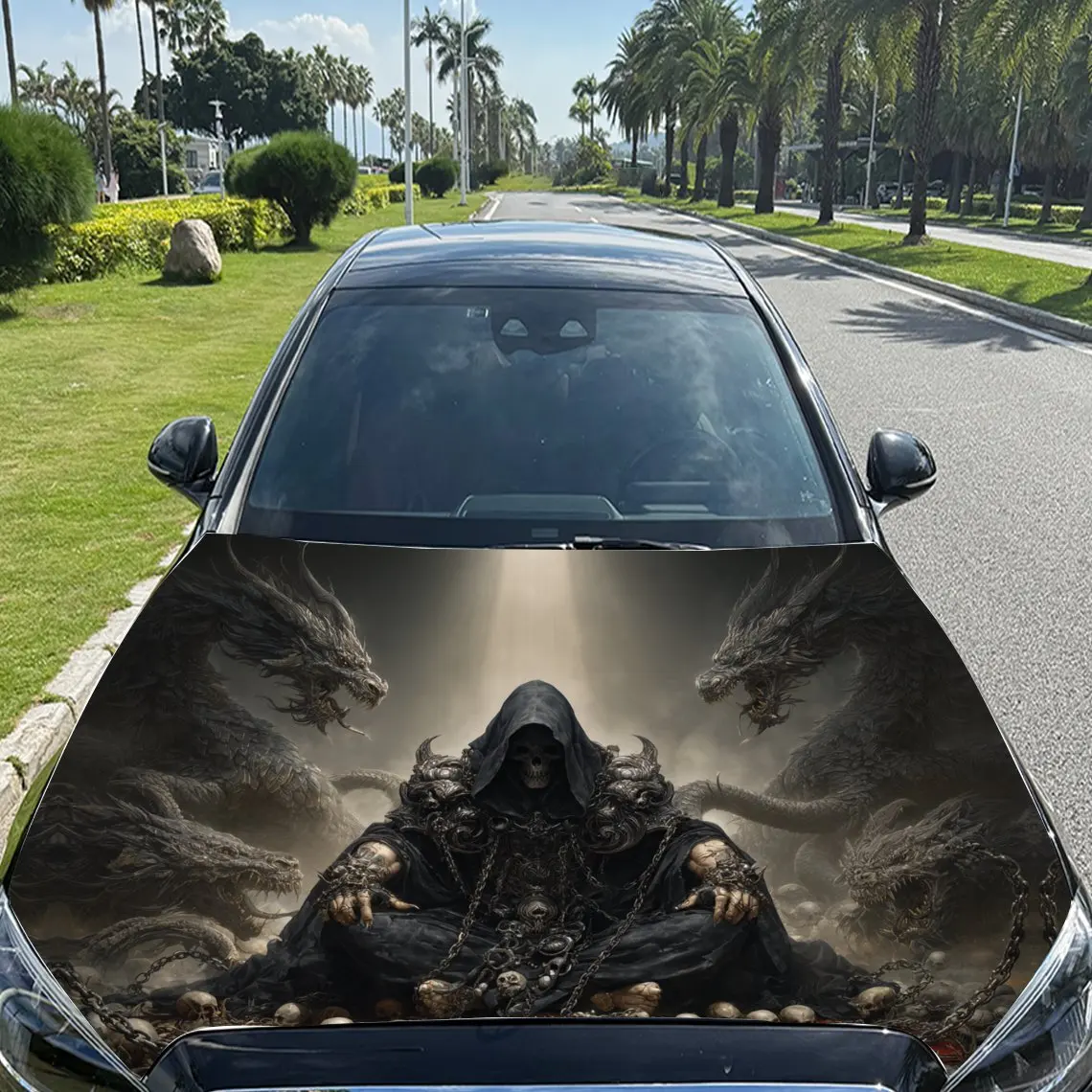 غلاف فينيل للسيارة من Nether Reaper للتحكم في التنين، ملصق غطاء السيارة المقاوم للماء من مادة PVC، عصا ذاتية اللصق مقاومة للخدش
