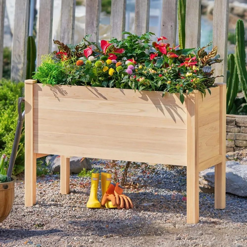 4x2 Ft Raised Garden Bed - Features Legs, Drainage Holes, 16 Inch Depth Ideal for Vegetables, Flowers, Herbs, Elevated Wood