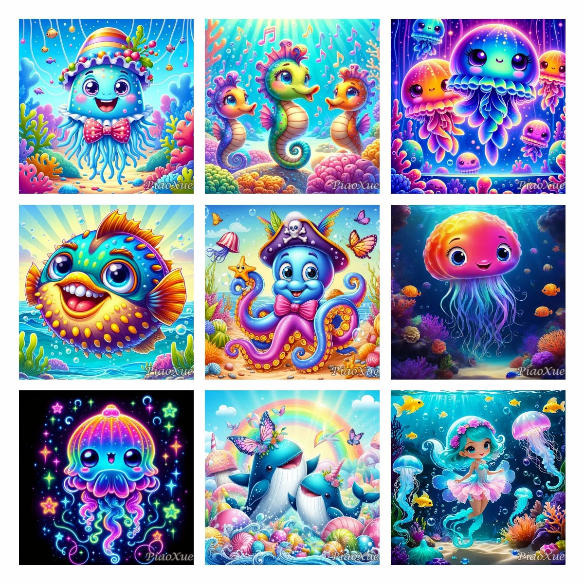 Cartoon Qualle Delphin Unterwasserwelt 5D Diamant Malerei Set Tier DIY Diamant Mosaik Stickerei Kreuzstich Kit Handwerk