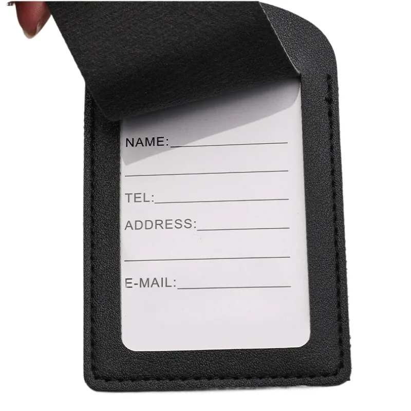 1pc PU Leather Letter Print Luggage Tag Anti Loss Travel Luggage Tag Solid Color Luggage Tags Suitcase Label Travel Accessories