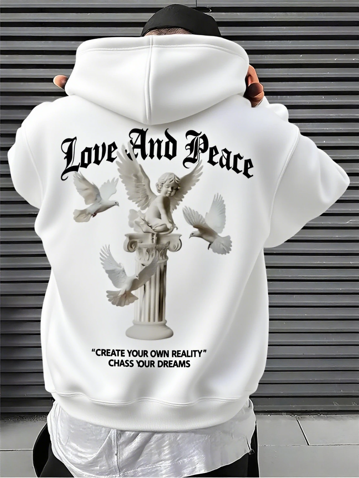 هندسية العمود الرسم طباعة الخريف والشتاء القطن هوديي في الهواء الطلق الشارع الرياضة التدريب العلامة التجارية الملابس العصرية #2