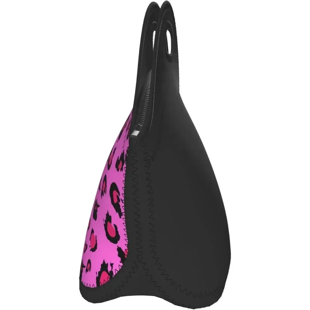 Leopard  Neoprene Lunch Bag Waterproof with Reusable Large Capacity Outdoor Picnic