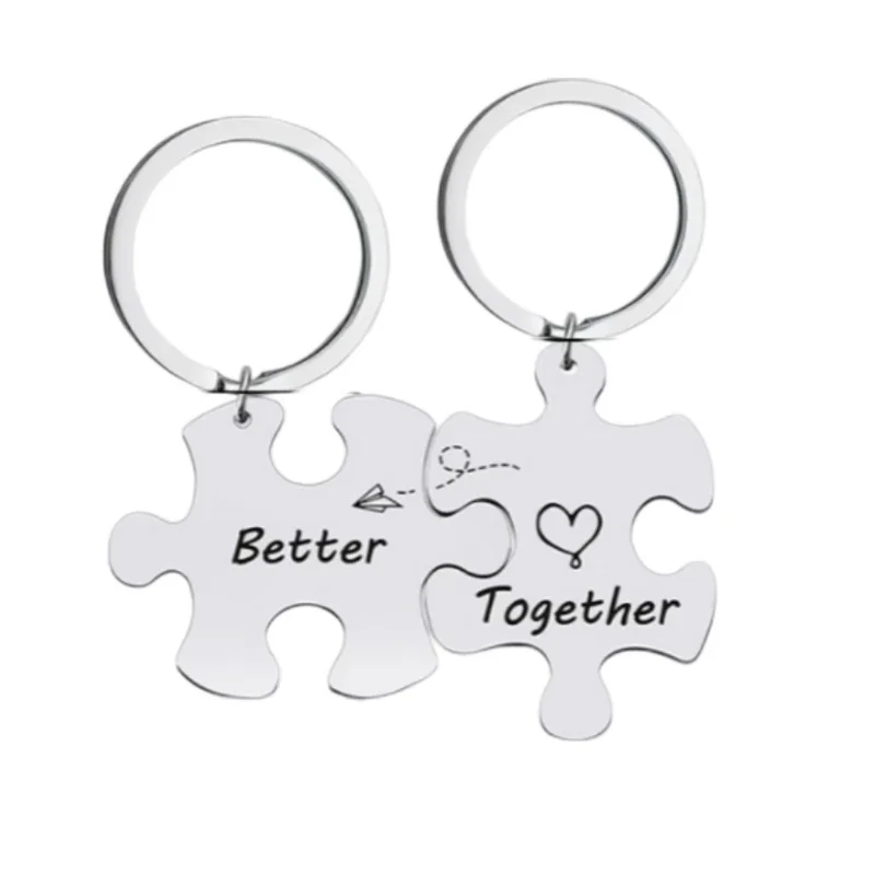 Passende Schlüsselanhänger für Paare für Freund und Freundin, Geschenke für Paare, Puzzle-Stück, Schlüsselanhänger, 2-teilig, „Better Together“-Schlüsselanhänger