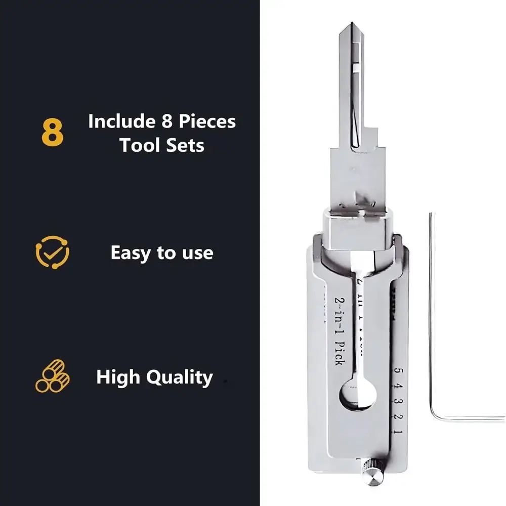 High Quality Stainless Steel Key Decode SS001 Hand Measuring Tool Precision Hook and Pickup Set 2-in-1 Car Maintenance Tool