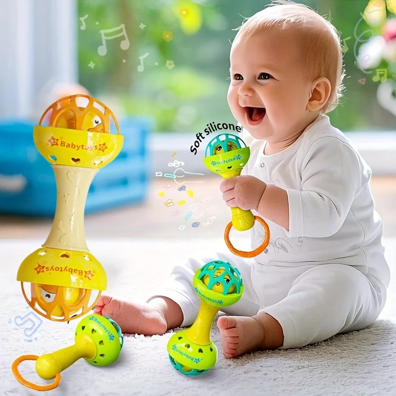 2pcs Baby Toy Catch Ball Rattle Baseball Newborn Early Education Grip Toy