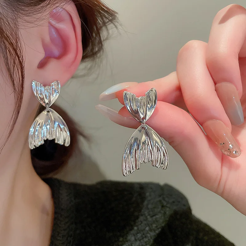 New Korea Geometric Metal Shell Pendant Earrings For Women Fashion Personality Drop Earrings Party Jewelry
