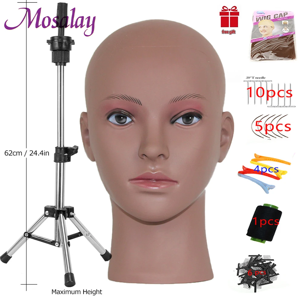 New Afro Mannequin Head With Tripod For Women Making Wig Hat Glasses Mask Display Cosmetology Manikin Head For Makeup Practice