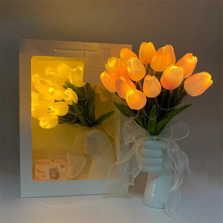 

LED Tulip Night Lamp Simulation Tulip Flower Romantic Atmosphere Lamp Bedside Light For Bedroom Desktop Decor And Gift