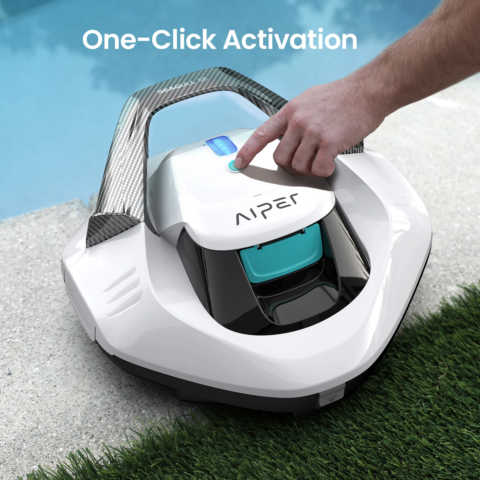 Refurbished AIPER Seagull SE Cordless Robotic Pool Cleaner, Above Ground Pool Vacuum with LED Indicator, Lasts 90 Mins