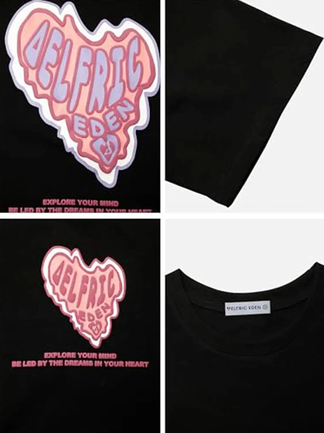 تي شيرت Aelfric Eden Graphic للنساء مطبوع عليه إسفنج القلب ورقبة دائرية وأكمام قصيرة تي شيرت كاجوال صيفي ملابس الشارع