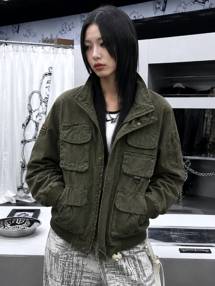 Camouflage Safari Style American Vintage Coats Women Long Sleeve Slim Fit Outwear Elegant Retro Daily Street Fashion Tops 2026