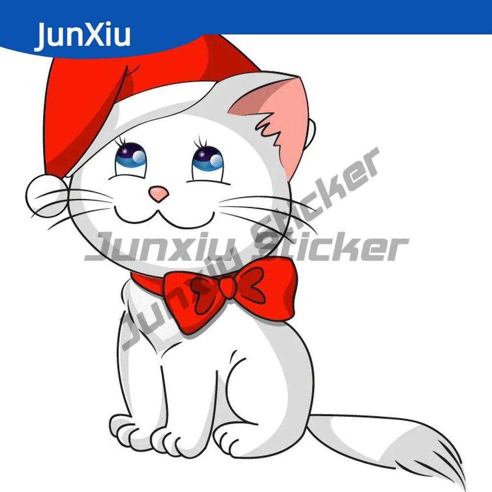 

Christmas Santa Cat Red Hat Sticker For Car Suv Bumper Window Laptop Phone Guitar Yacht Waterproof Scratch-proof Decal Accessori