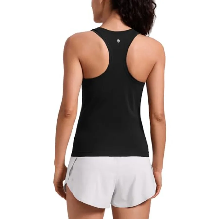 

CRZ YOGA Seamless Racerback Tank Tops for Women - Gym Workout Athletic Running Sleeveless Shirts Breathable Scoop Neck