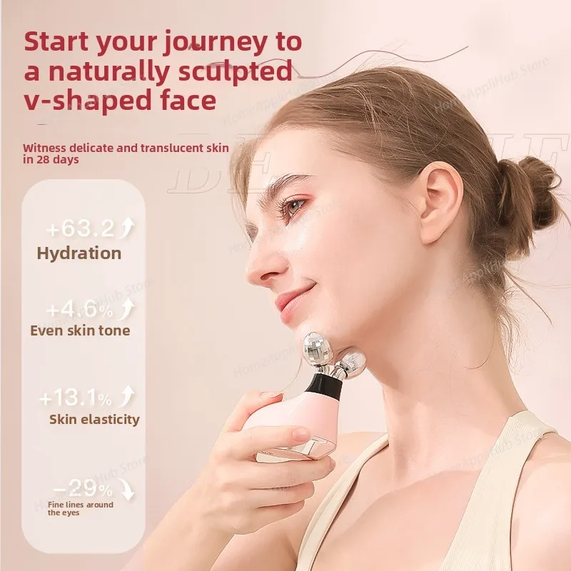 Electric double ball roller face-saving instrument Micro-current vibration to remove neck lines and rejuvenate skin V face