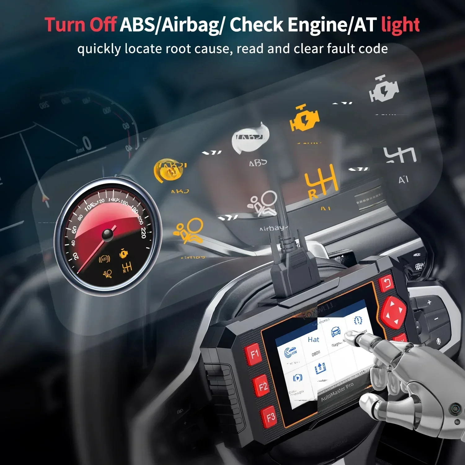 FOXWELL NT604 Elite OBD2 Car Diagnostic Scanner ABS SRS Transmission Engine System Code Reader OBD 2 Auto Scan Tools Free Update