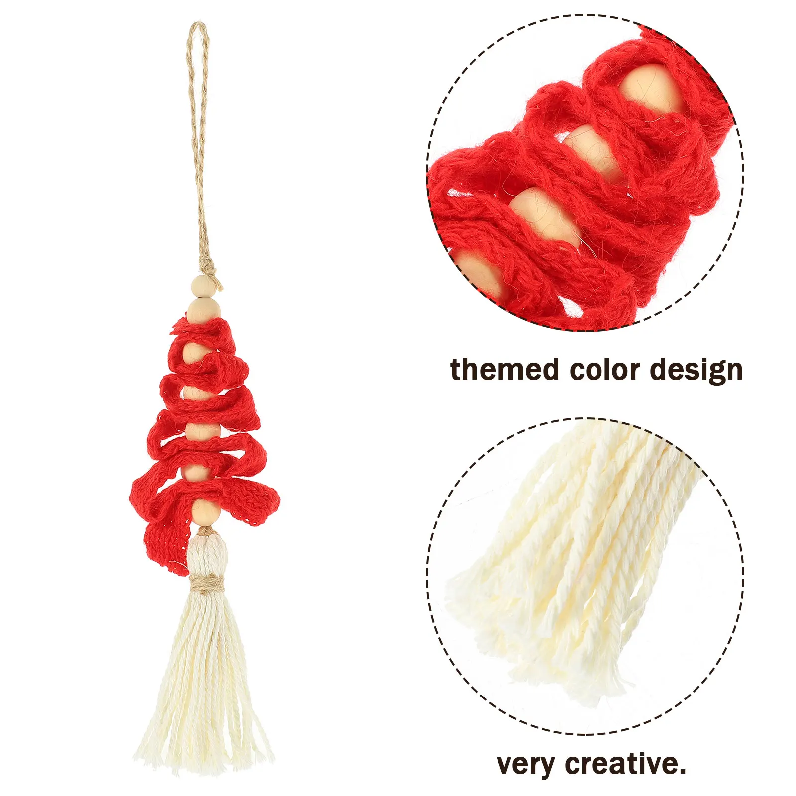 

4 Pcs Home Decor Christmas Tree Ornaments Hand Woven Memo Nordic Holiday Hanging Pendant Red