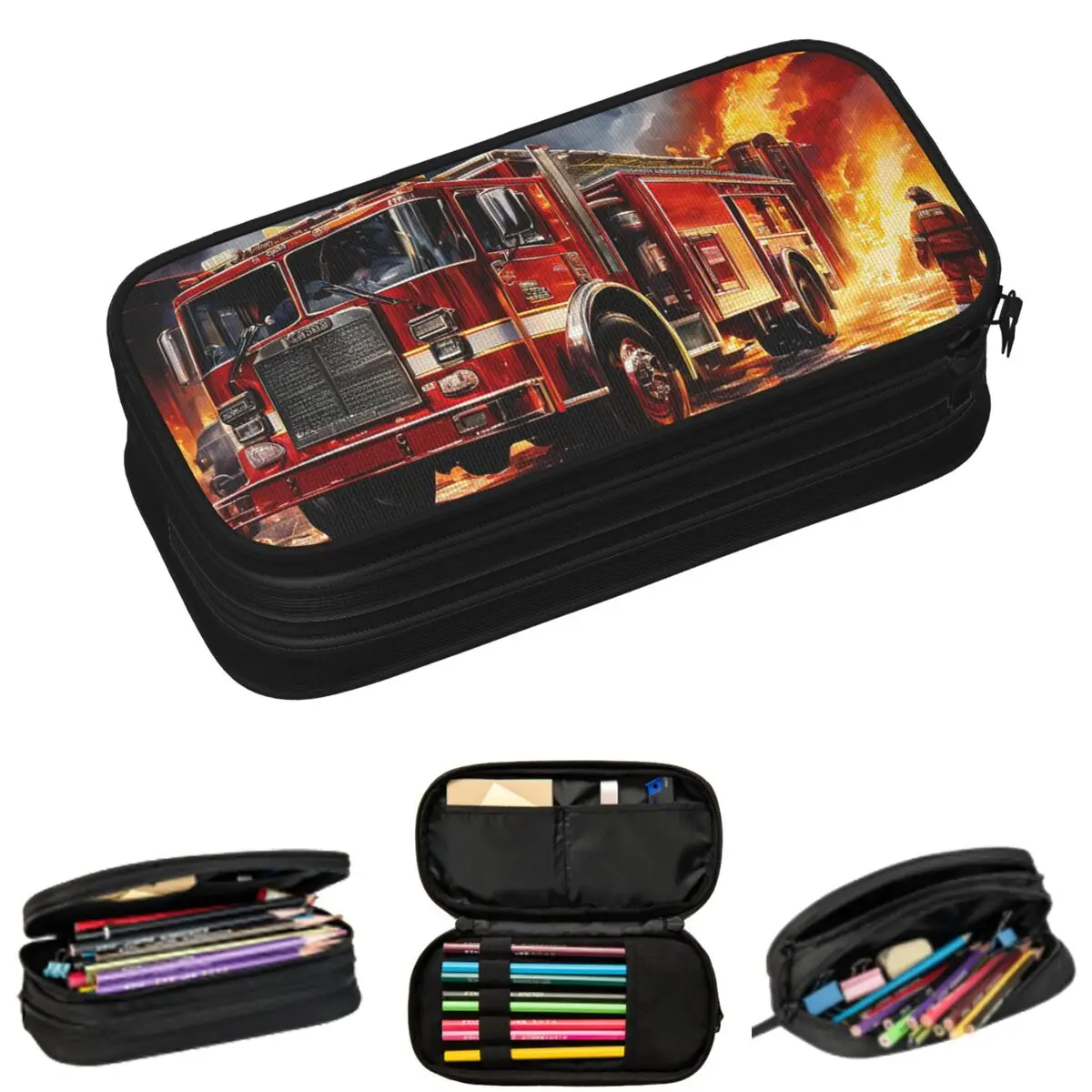 

Fire Truck Theme Pencil Cases for Students School Pen Box Pencil Bag Big Capacity Pencil Pouch